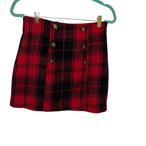 Red black plaid mini skirt school girl  Hyfve new nwt medium M - Picture 1 of 5